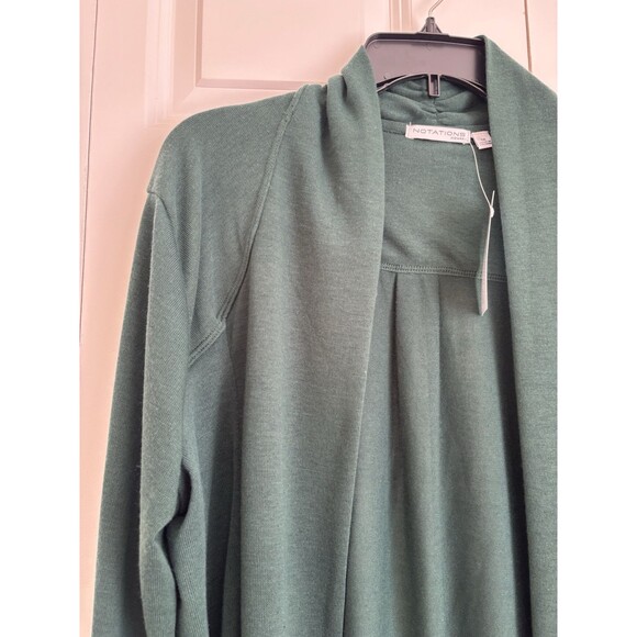 Notations Cardigan Open Front Sweater Color Green Size Plus 1X knitted - Picture 3 of 8